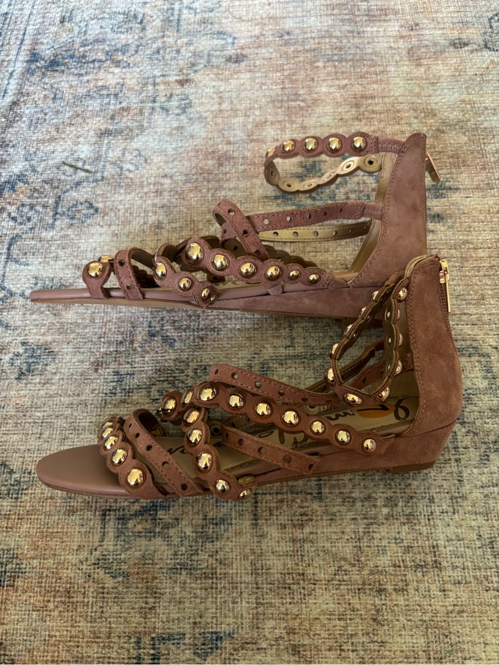 Sam Edelman Mauve Studded Strappy Heels - Picture 11 of 16